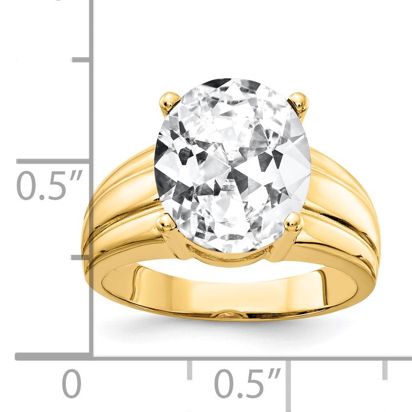 14k 12x10mm Oval Cubic Zirconia Ring
