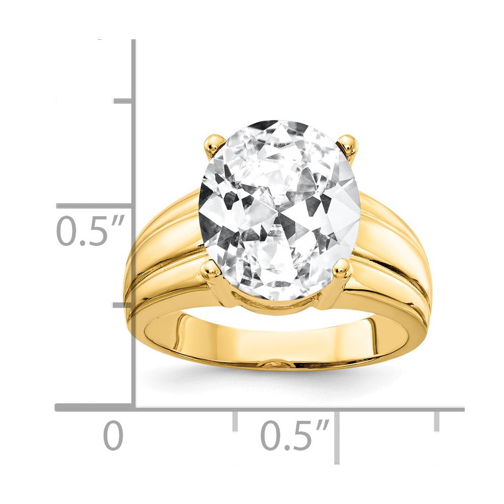 14k 12x10mm Oval Cubic Zirconia Ring