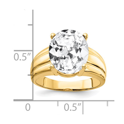 14k 12x10mm Oval Cubic Zirconia Ring