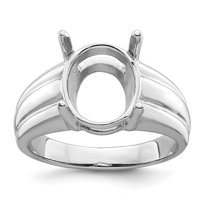 14k White Gold Holds 12x10mm Oval Gemstone Ring Mounting