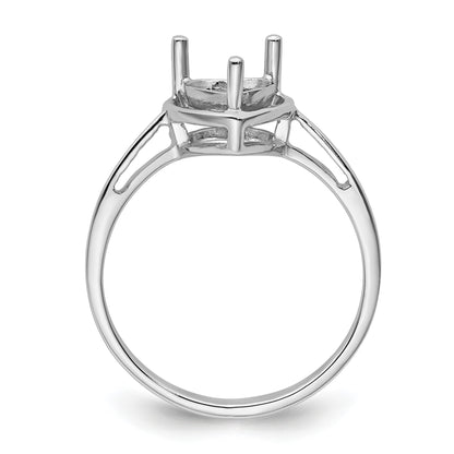 14k White Gold Holds 6mm Heart Gemstone Ring Mounting