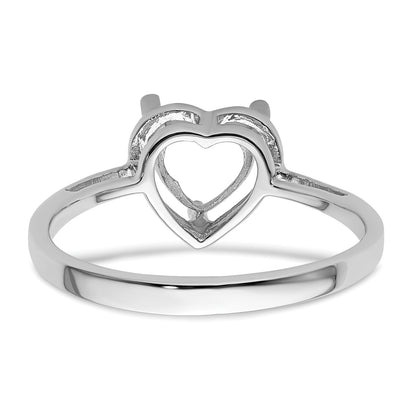 14k White Gold Holds 6mm Heart Gemstone Ring Mounting