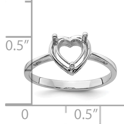 14k White Gold Holds 6mm Heart Gemstone Ring Mounting