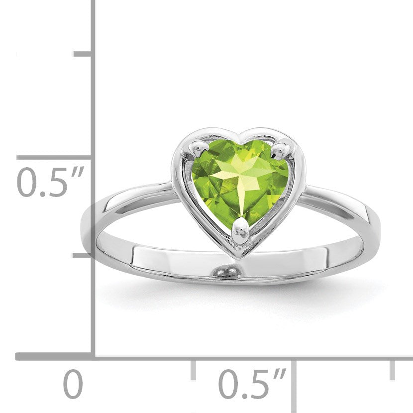 14k White Gold 6mm Heart Peridot Ring