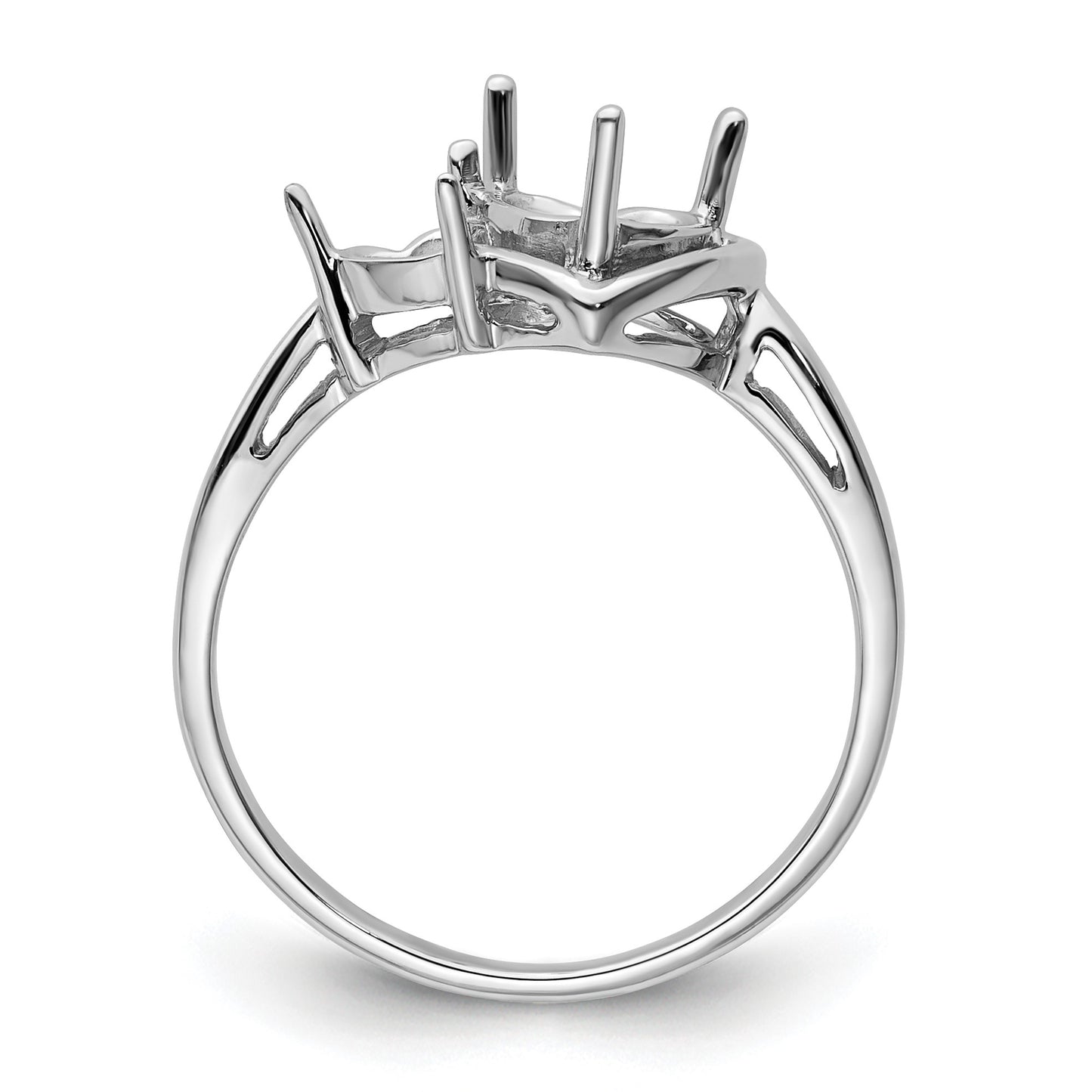 14k White Gold Holds 6mm Heart and 4mm Heart Gemstone Ring Mounting