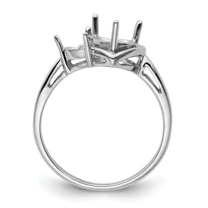 14k White Gold Holds 6mm Heart and 4mm Heart Gemstone Ring Mounting