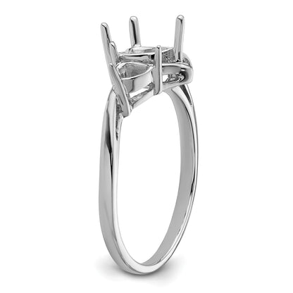 14k White Gold Holds 6mm Heart and 4mm Heart Gemstone Ring Mounting