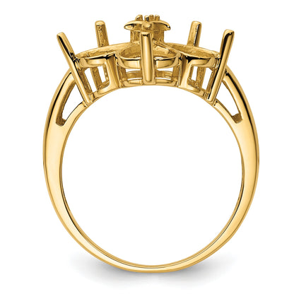 14k Holds 1-1.3mm and 5-6mm Heart Gemstones Ring Mounting