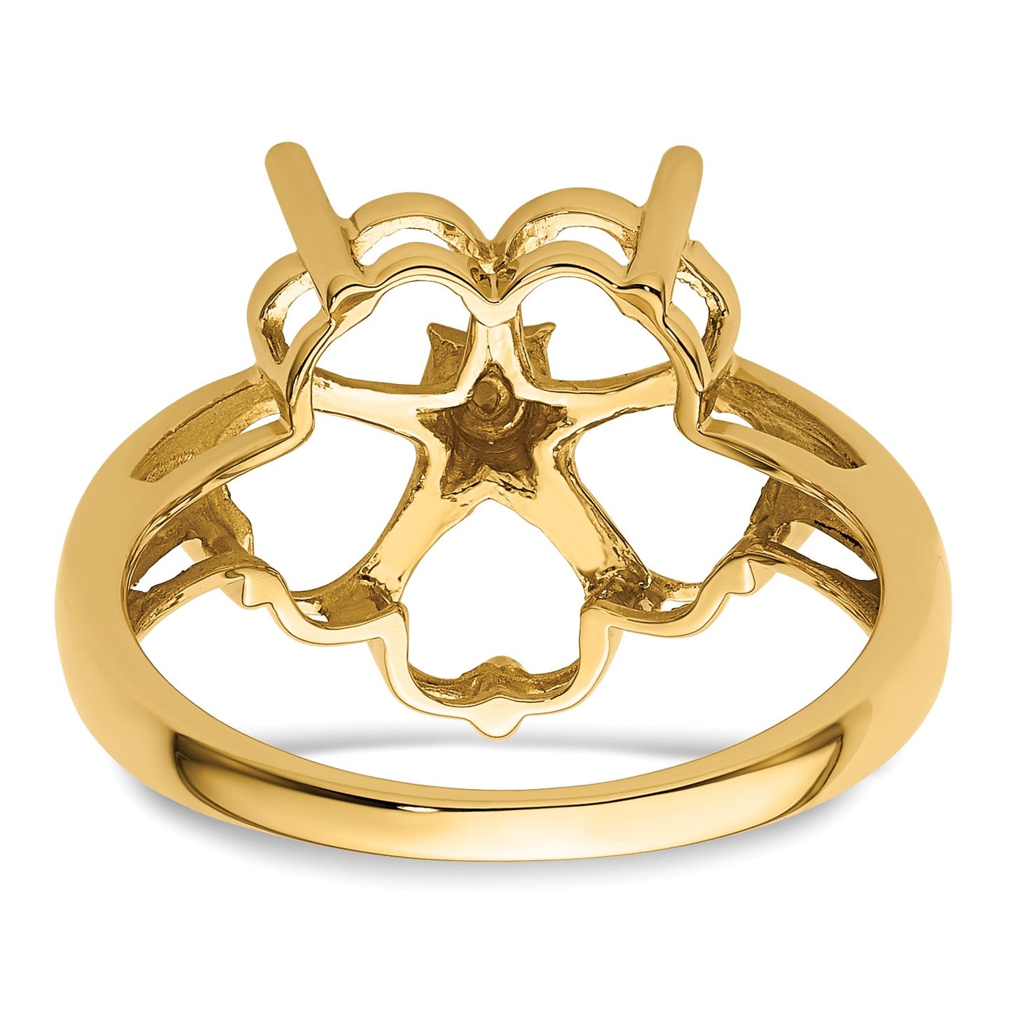 14k Holds 1-1.3mm and 5-6mm Heart Gemstones Ring Mounting