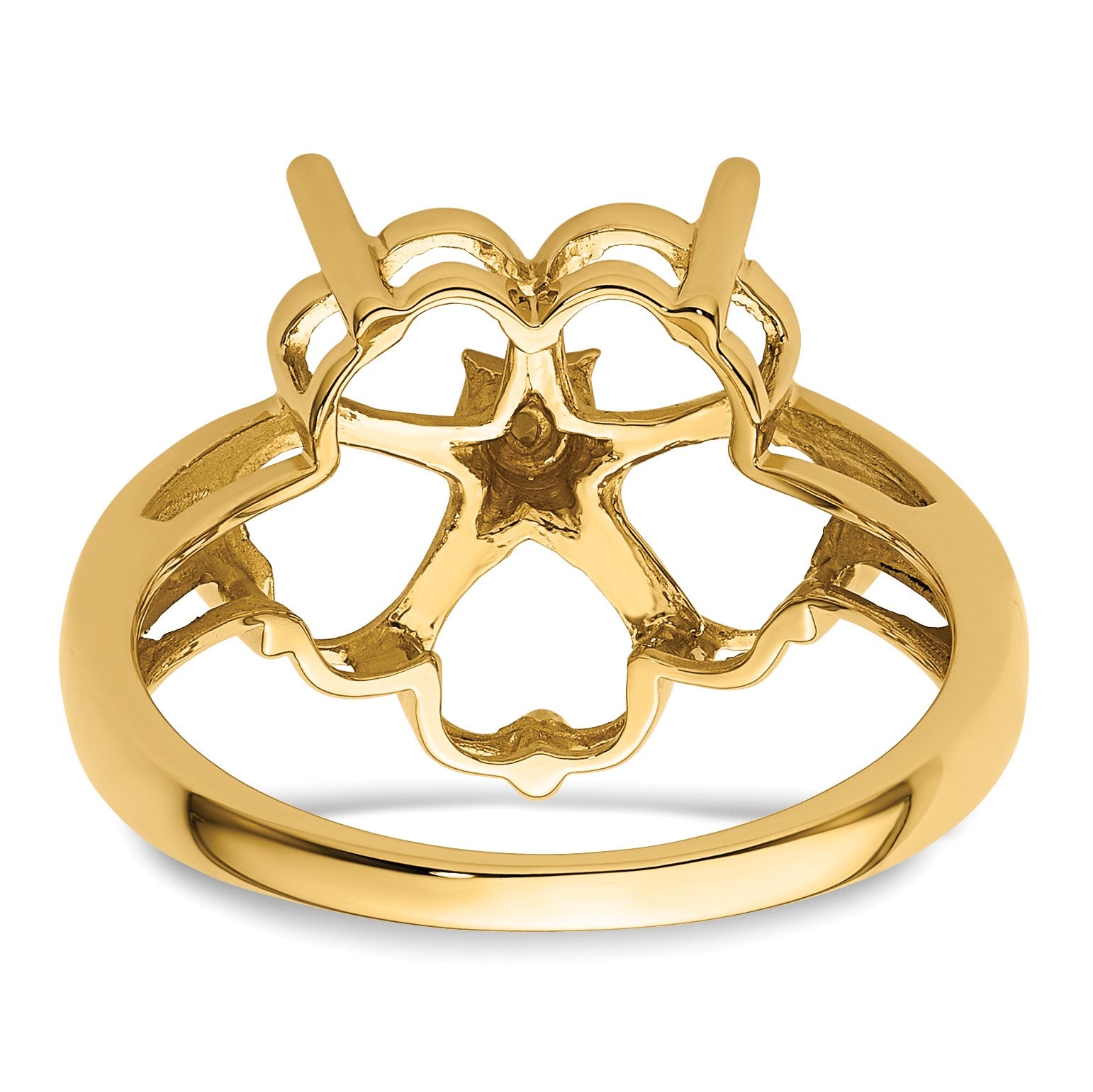 14k Holds 1-1.3mm and 5-6mm Heart Gemstones Ring Mounting