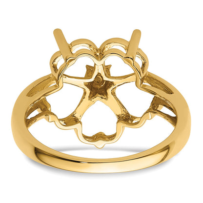 14k Holds 1-1.3mm and 5-6mm Heart Gemstones Ring Mounting
