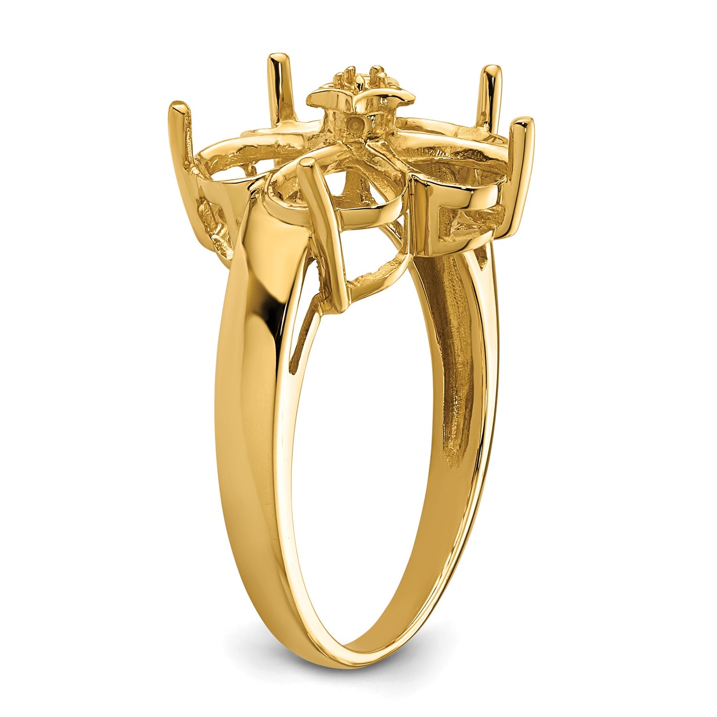 14k Holds 1-1.3mm and 5-6mm Heart Gemstones Ring Mounting