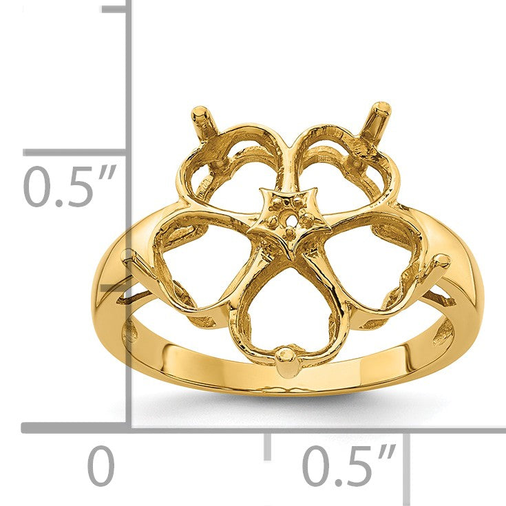 14k Holds 1-1.3mm and 5-6mm Heart Gemstones Ring Mounting
