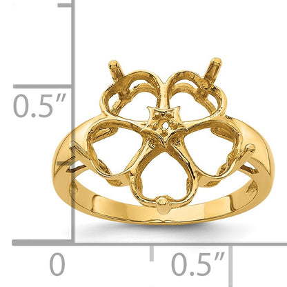 14k Holds 1-1.3mm and 5-6mm Heart Gemstones Ring Mounting