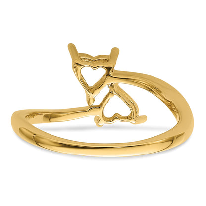 14k Holds 2-5mm Heart Gemstones Ring Mounting