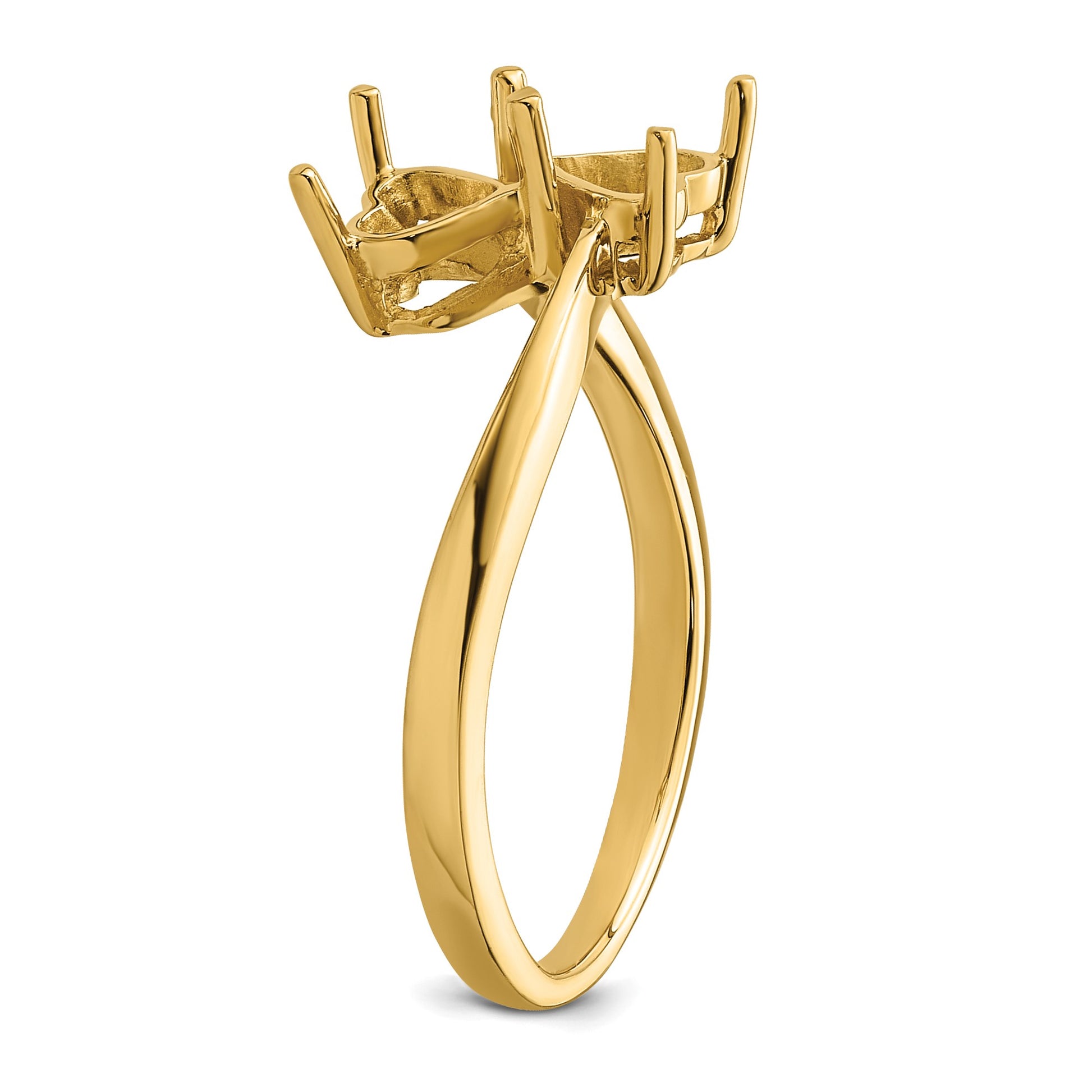 14k Holds 2-5mm Heart Gemstones Ring Mounting