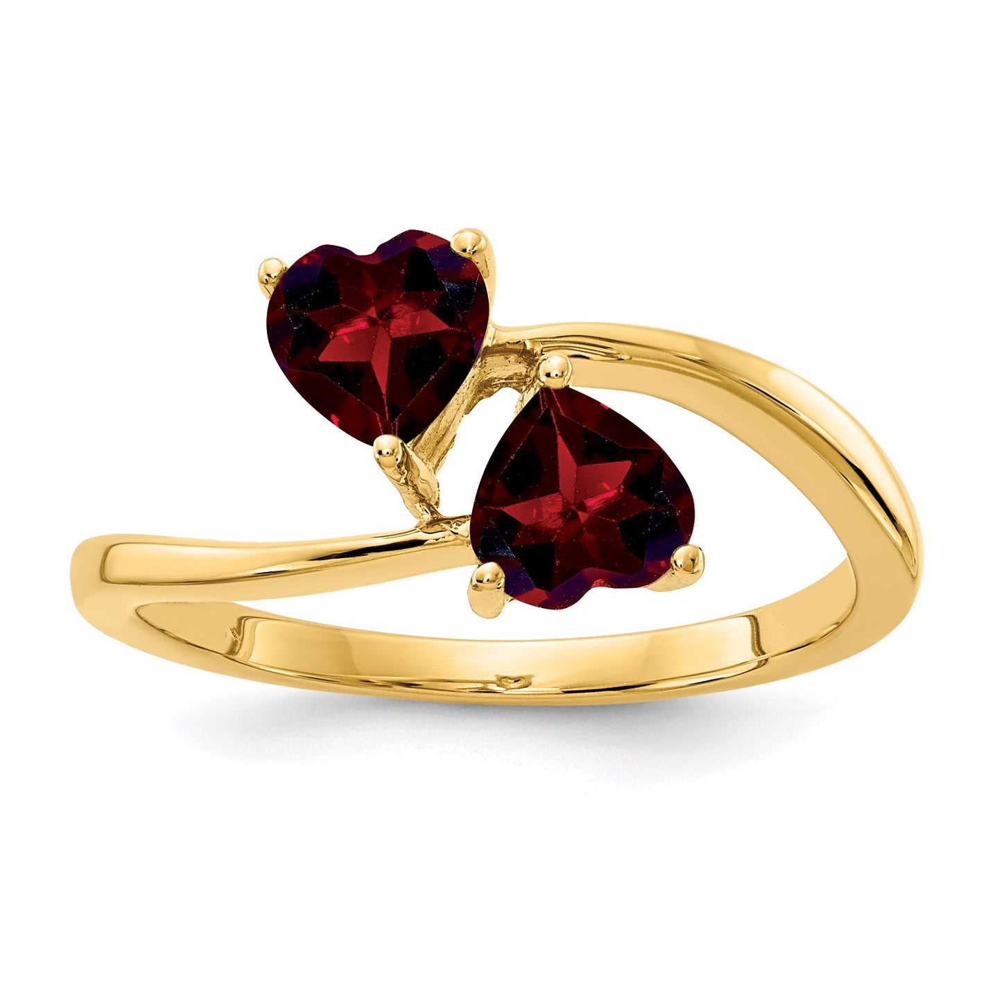 14k 5mm Heart Garnet 2-Stone Ring