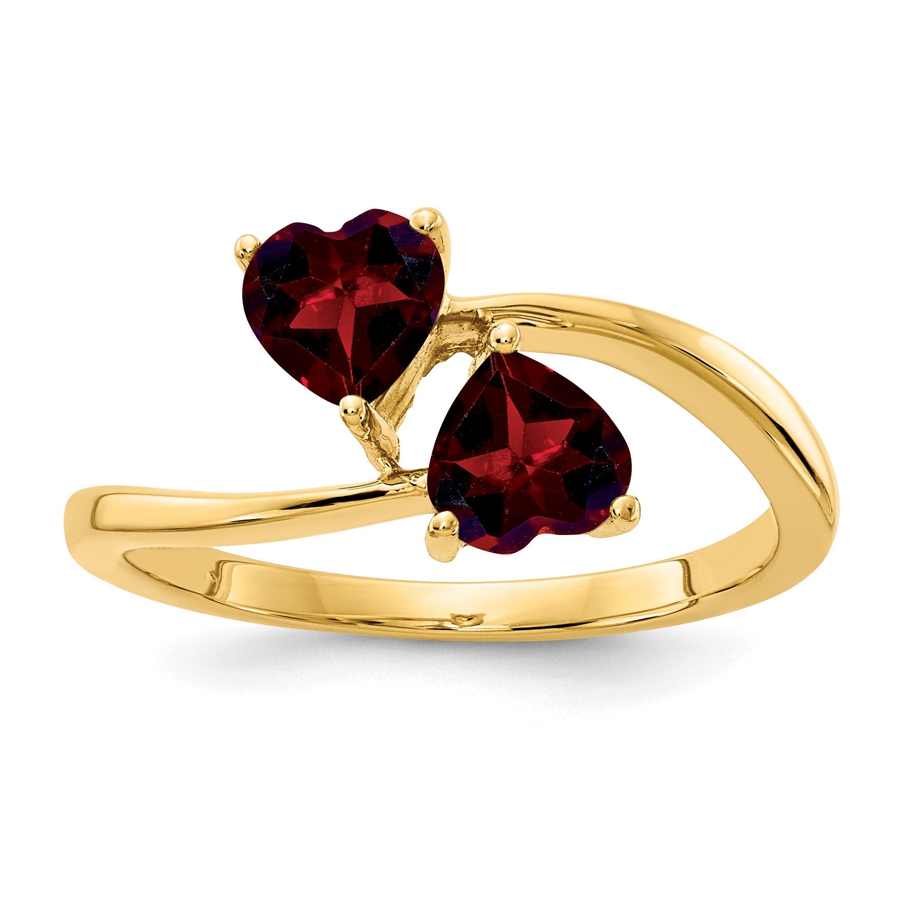 14k 5mm Heart Garnet 2-Stone Ring