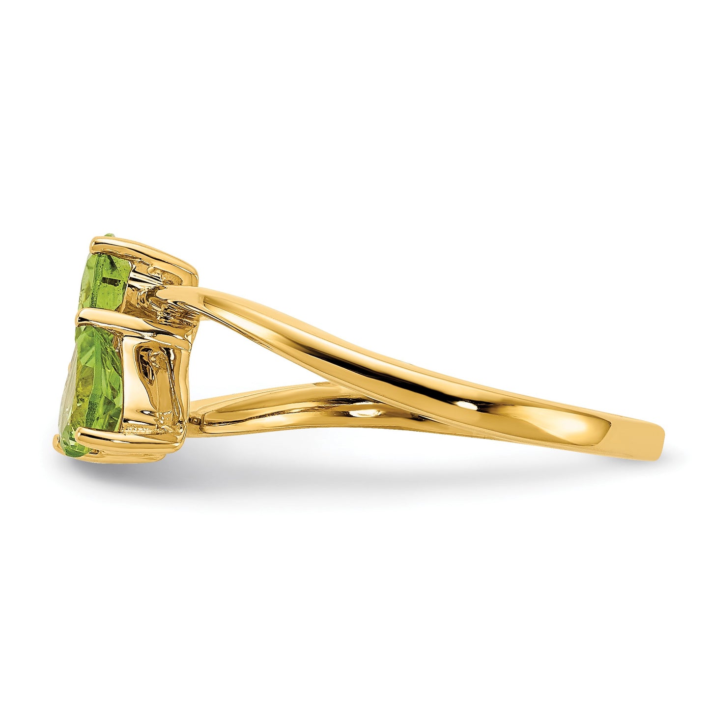 14k 5mm Heart Peridot 2-Stone Ring