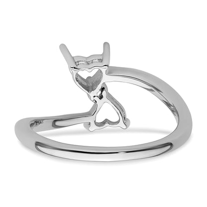 14k White Gold Holds 2-5mm Heart Gemstone Ring Mounting