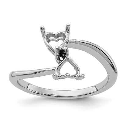 14k White Gold Holds 2-5mm Heart Gemstone Ring Mounting