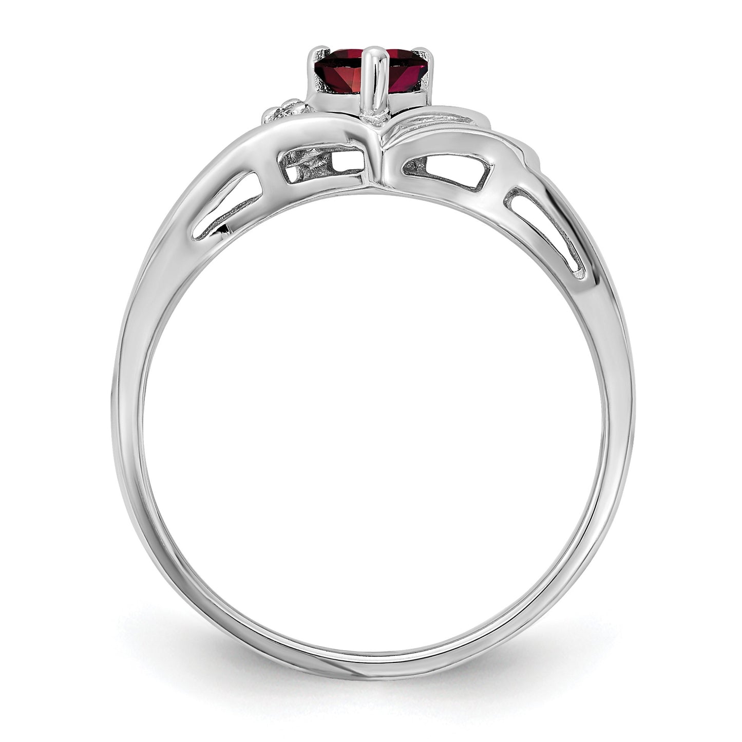 14k White Gold Holds 1-1.4mm Diamond and 4mm Heart Gemstone Ring Mounting