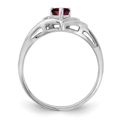 14k White Gold Holds 1-1.4mm Diamond and 4mm Heart Gemstone Ring Mounting