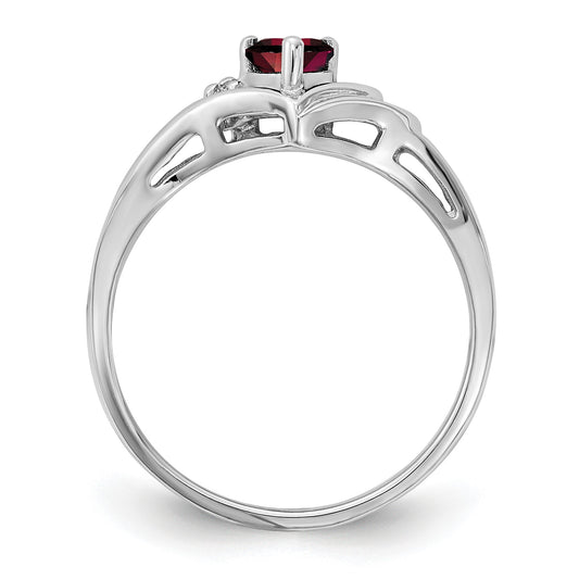14k White Gold Holds 1-1.4mm Diamond and 4mm Heart Gemstone Ring Mounting