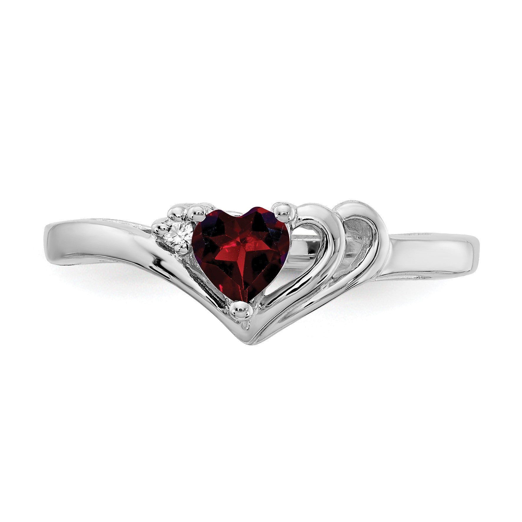 14k White Gold Holds 1-1.4mm Diamond and 4mm Heart Gemstone Ring Mounting