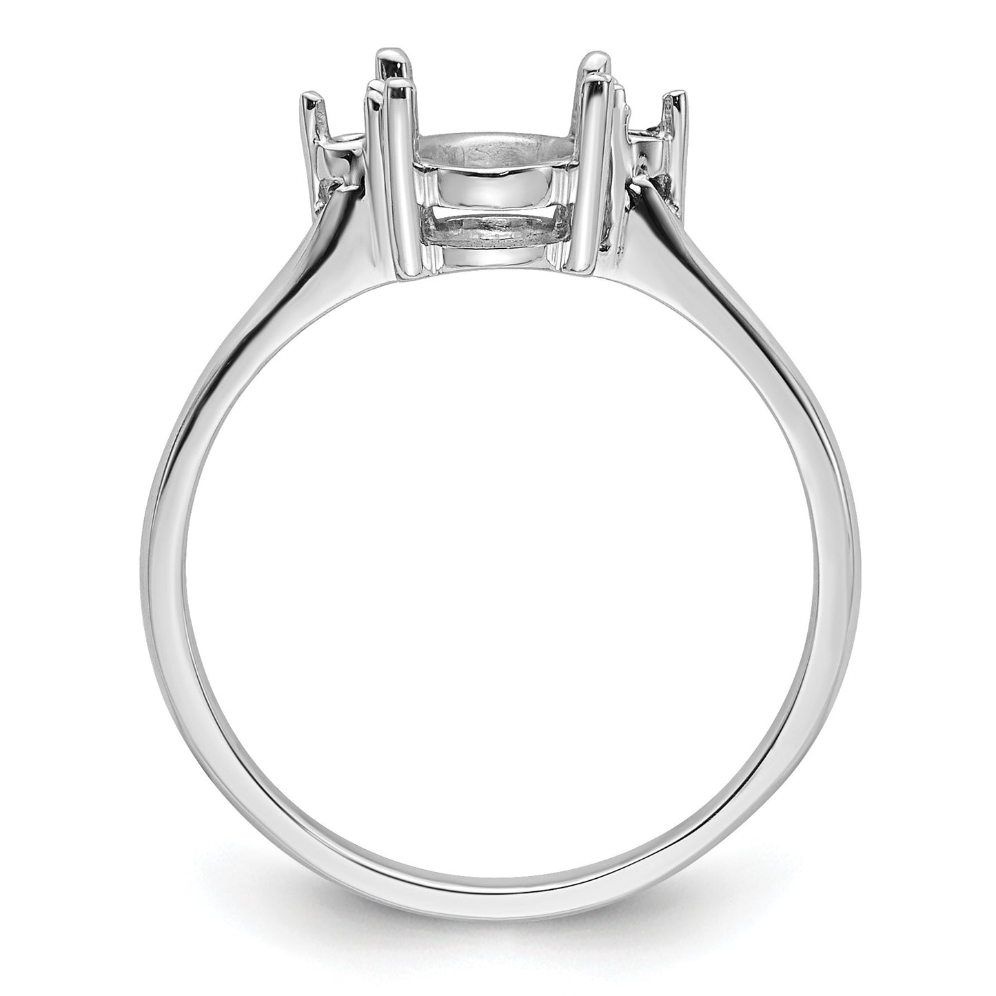 14k White Gold Holds 2-1.7mm Round and 1-8x6mm Oval Gemstone Ring Mounting