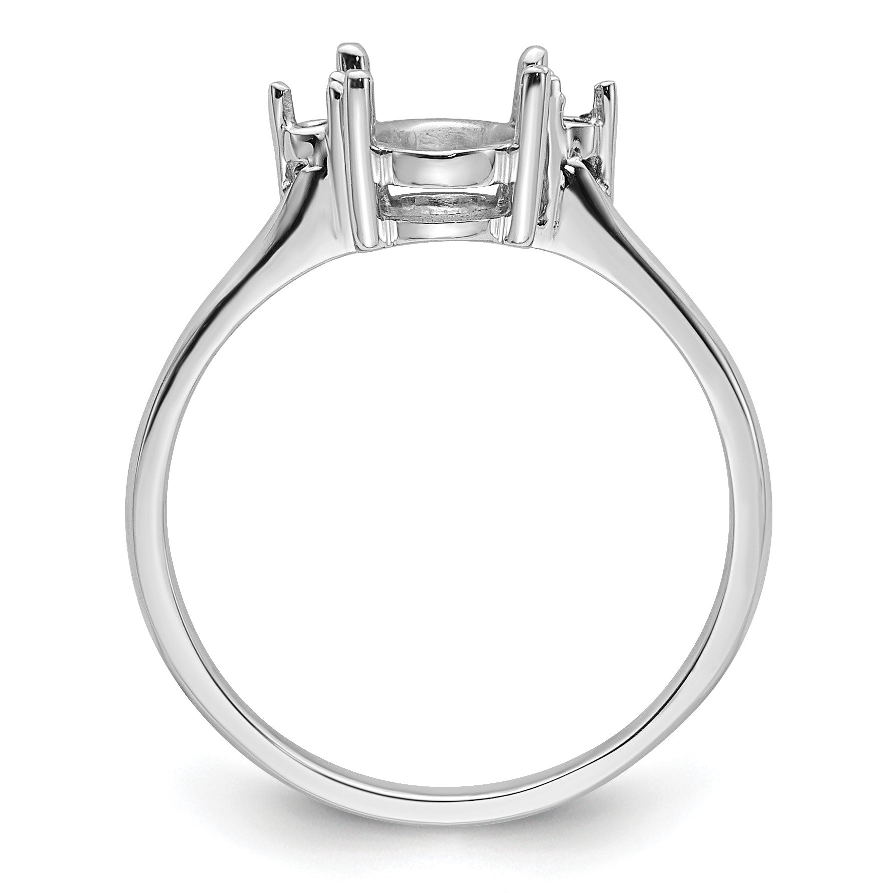 14k White Gold Holds 2-1.7mm Round and 1-8x6mm Oval Gemstone Ring Mounting