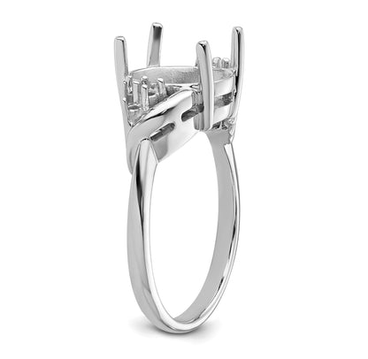 14k White Gold Holds 6-1.3mm Round and 1-10x8mm Oval Gemstone Ring Mounting