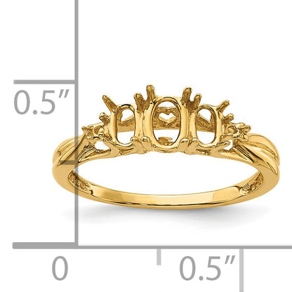 14k Holds 1-6x4 and 2-5x3 Oval Gemstones and Diamonds Ring Mounting