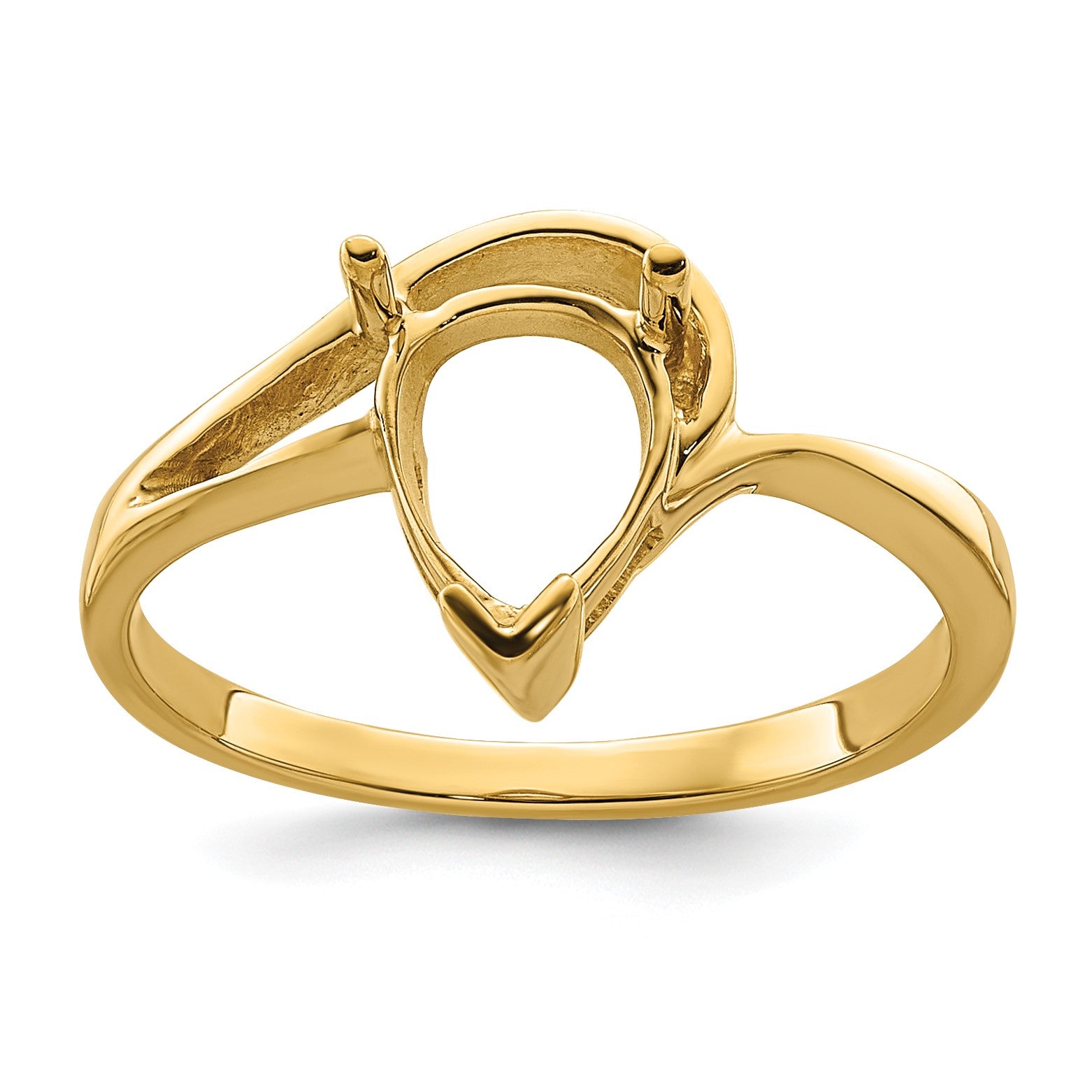14k Holds 9x6mm Pear Gemstone Ring Mounting