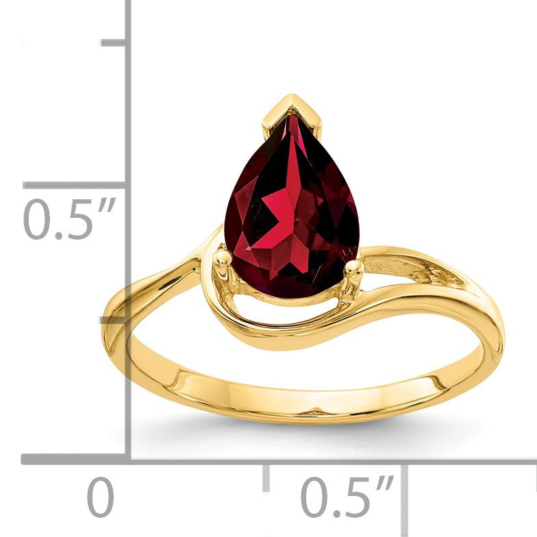 14k 9x6mm Pear Garnet Ring