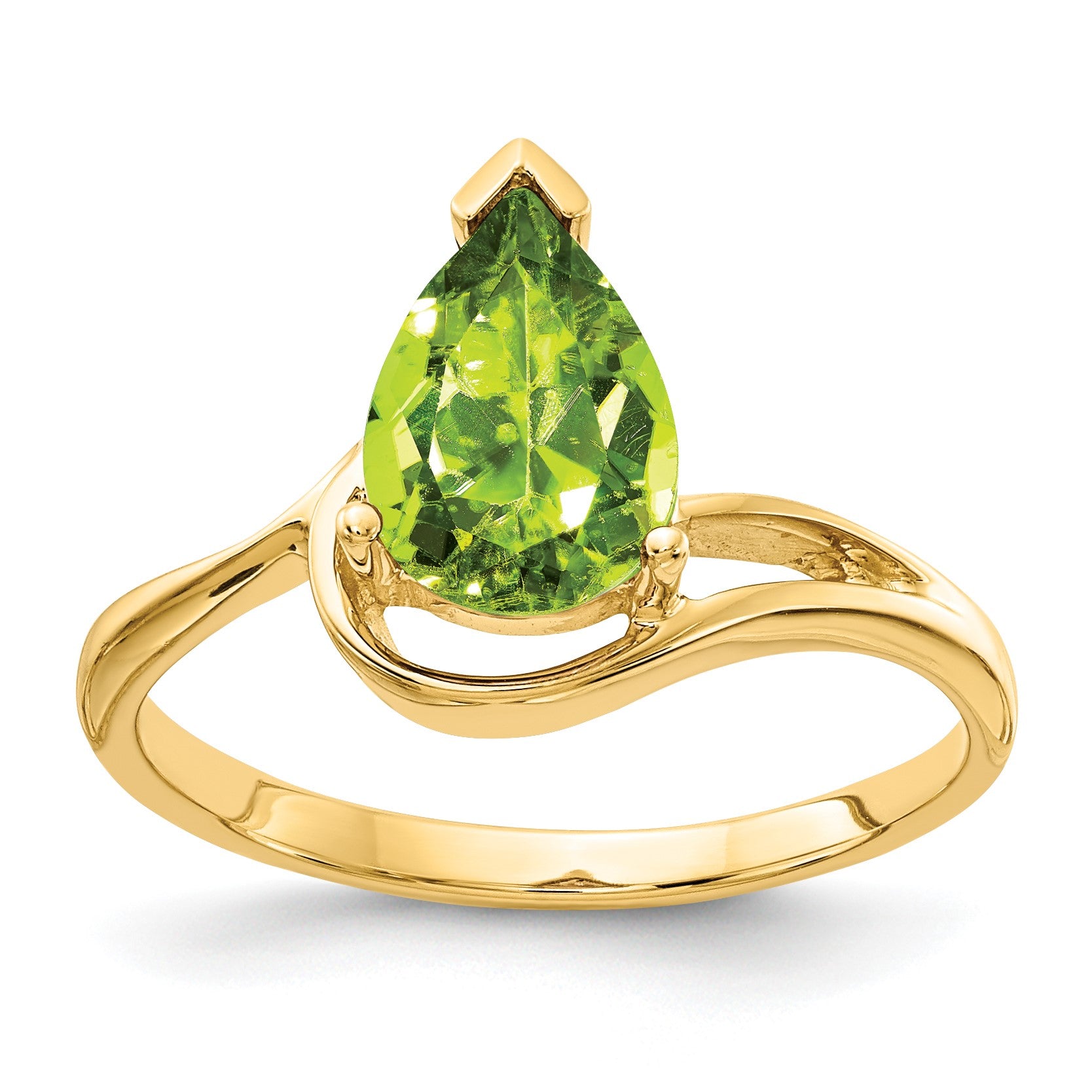 14k 9x6mm Pear Peridot Ring