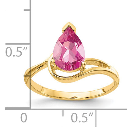 14k 9x6mm Pear-Shaped Pink Tourmaline Ring