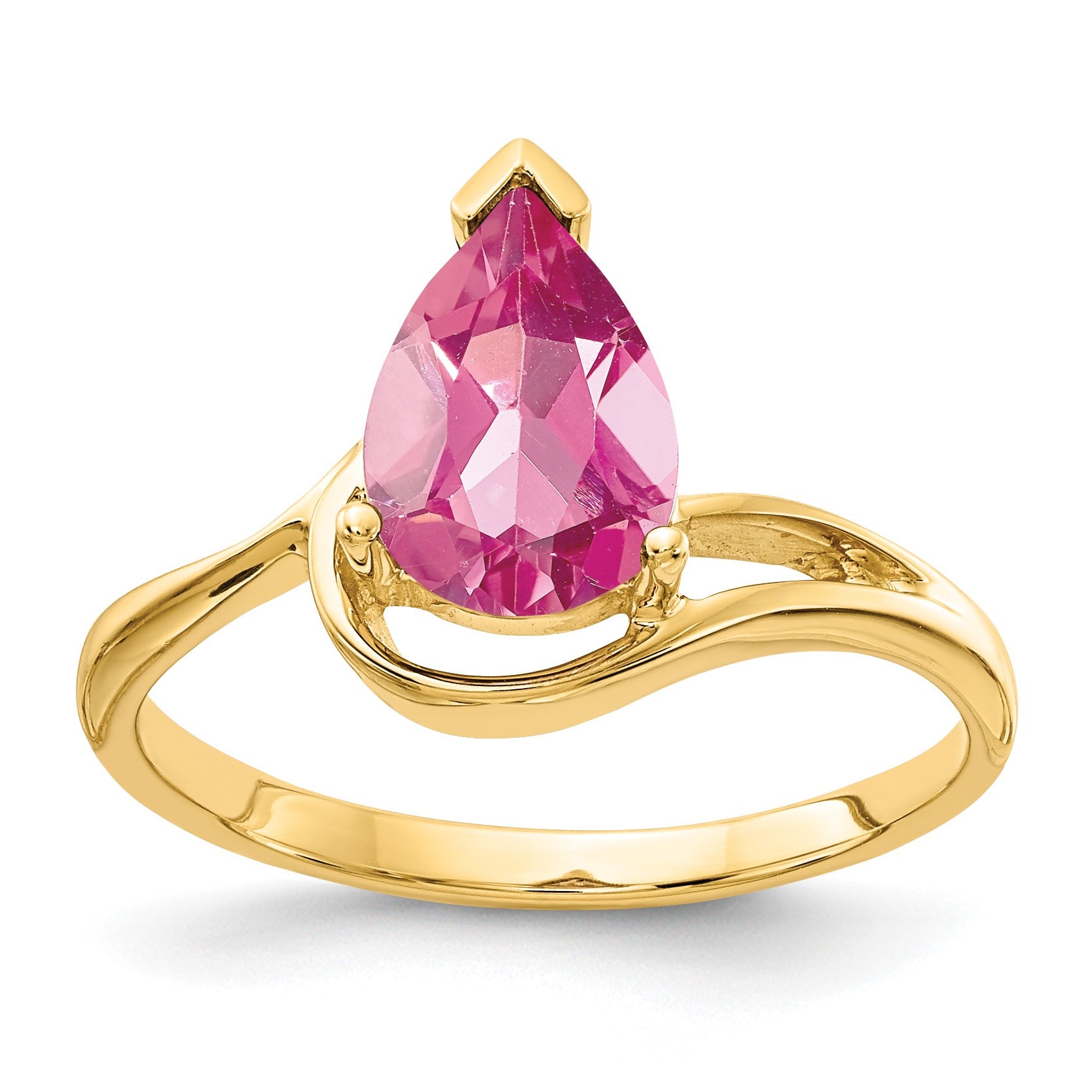 14k 9x6mm Pear-Shaped Pink Tourmaline Ring