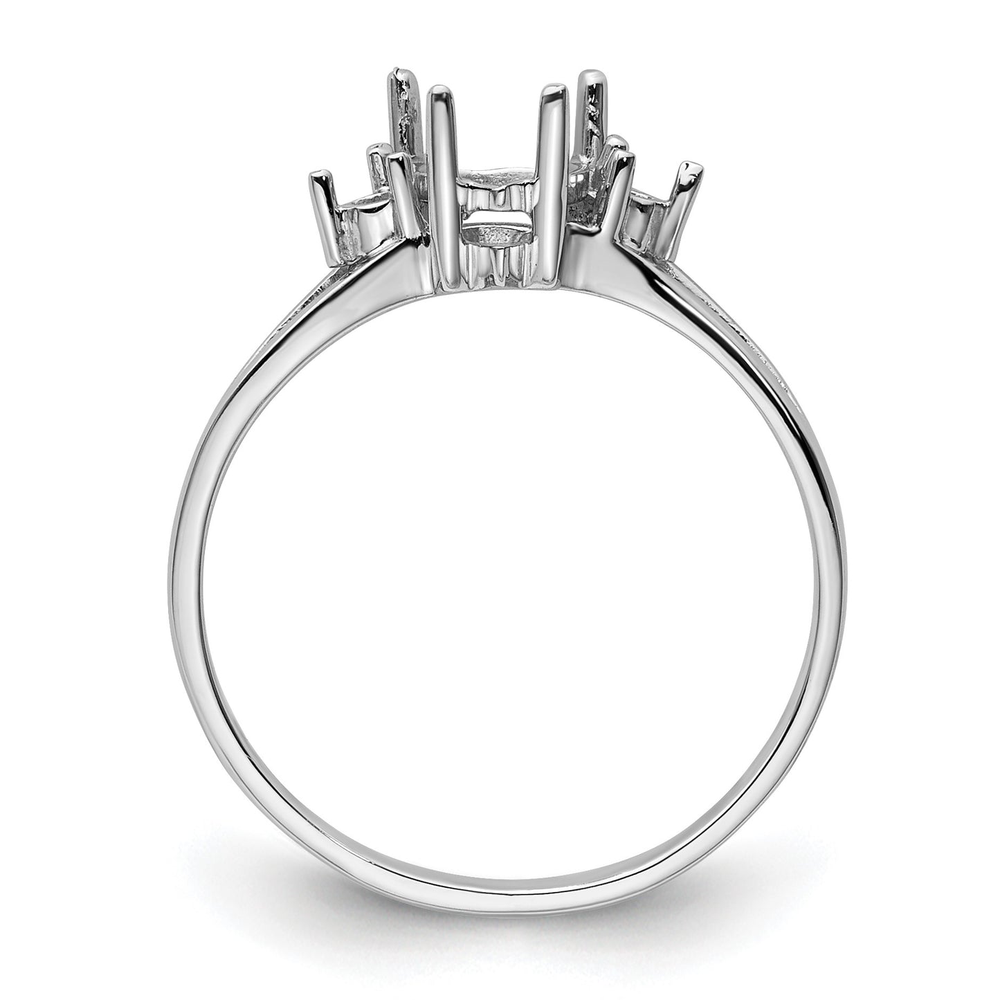 14k White Gold Holds 2-1.8mm Round and 1-7x5 Pear Gemstone Ring Mounting