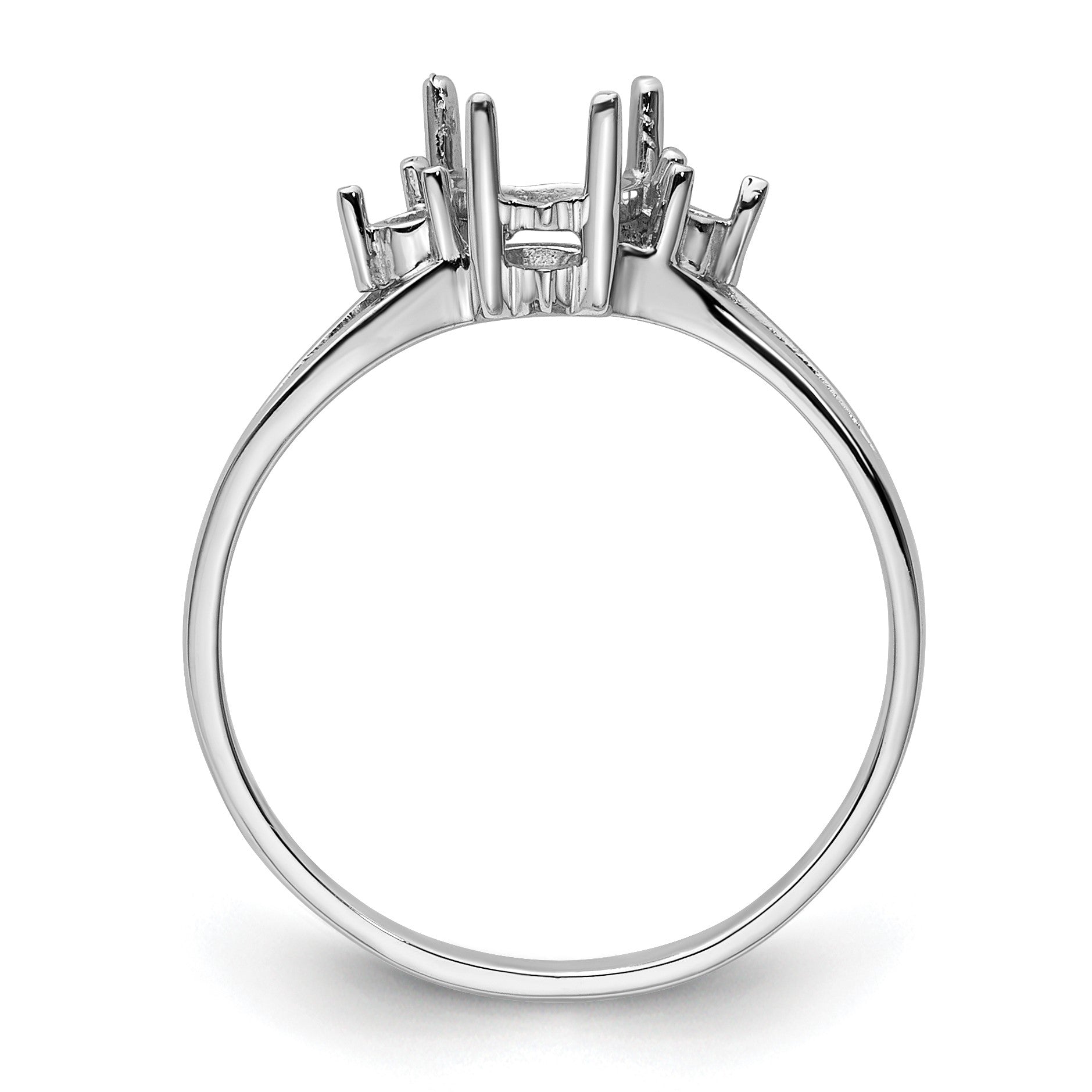 14k White Gold Holds 2-1.8mm Round and 1-7x5 Pear Gemstone Ring Mounting