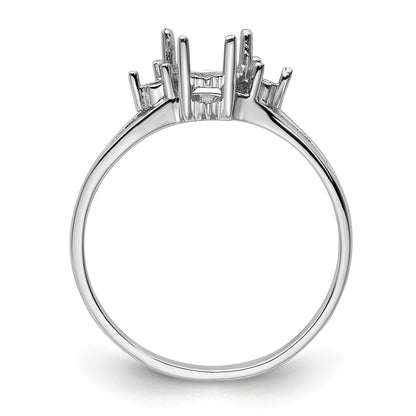 14k White Gold Holds 2-1.8mm Round and 1-7x5 Pear Gemstone Ring Mounting