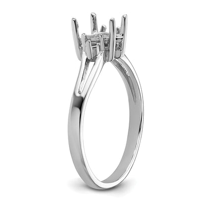 14k White Gold Holds 2-1.8mm Round and 1-7x5 Pear Gemstone Ring Mounting