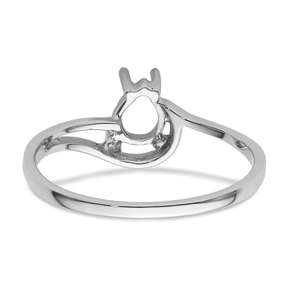 14k White Gold Holds 6x4mm Pear Gemstone Ring Mounting
