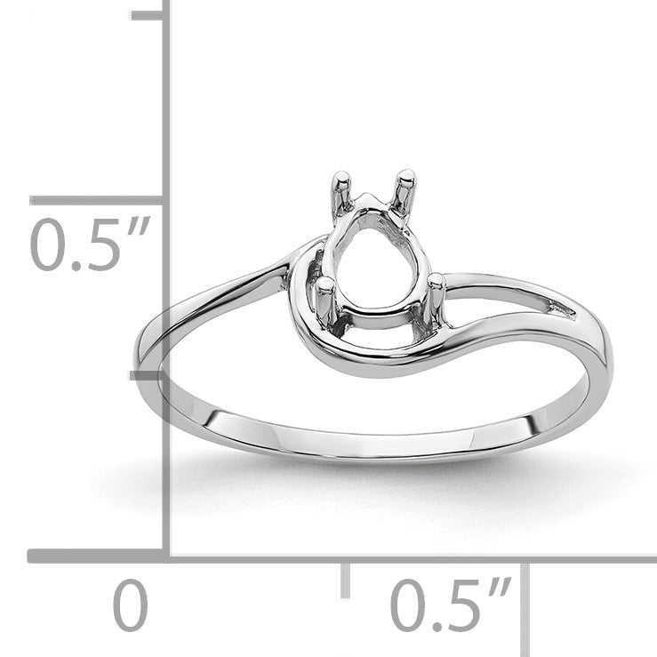 14k White Gold Holds 6x4mm Pear Gemstone Ring Mounting