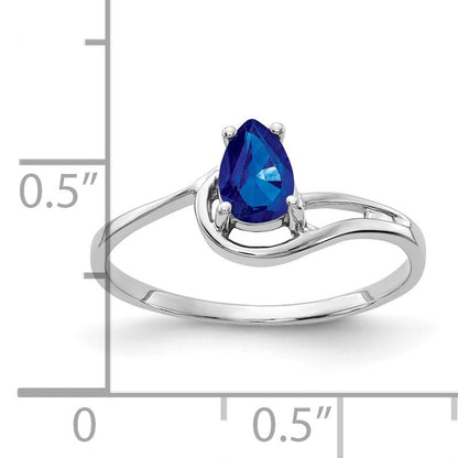 14k White Gold 6x4mm Pear Blue Sapphire Ring