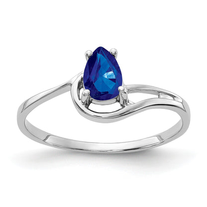 14k White Gold 6x4mm Pear Blue Sapphire Ring