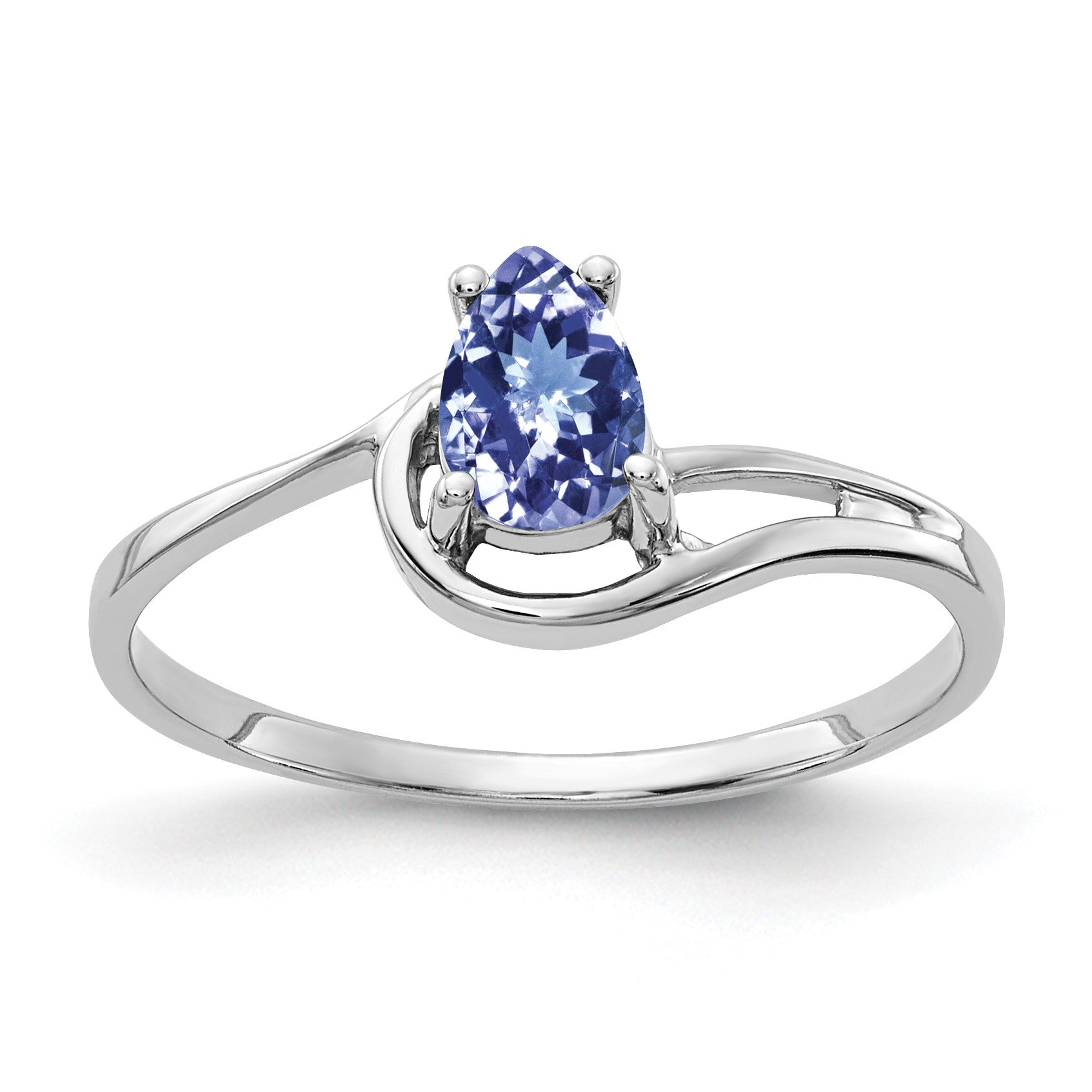 14k White Gold 6x4mm Pear Tanzanite Ring