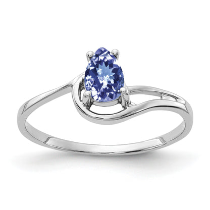 14k White Gold 6x4mm Pear Tanzanite Ring