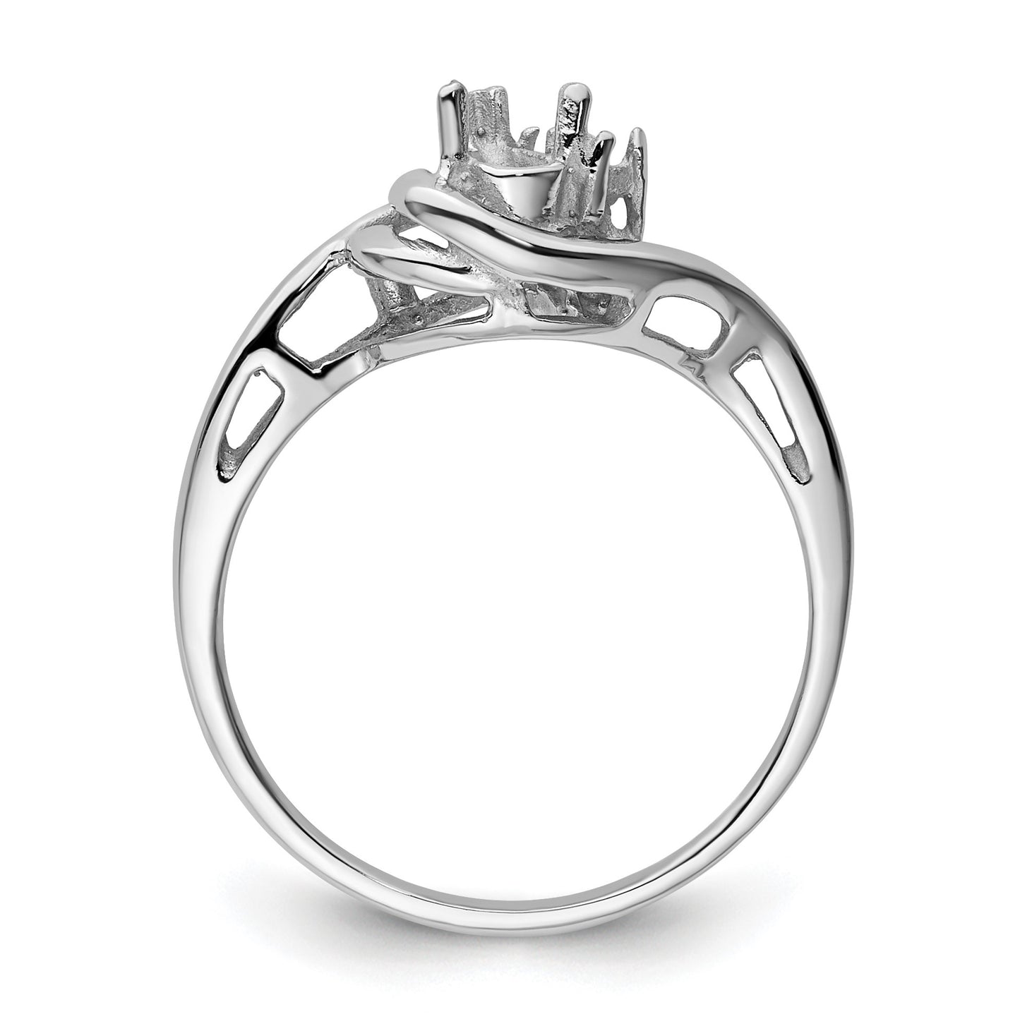 14k White Gold Holds 2-1.2mm Round Diamonds and 5x3mm Pear Gemstone Ring Mounting