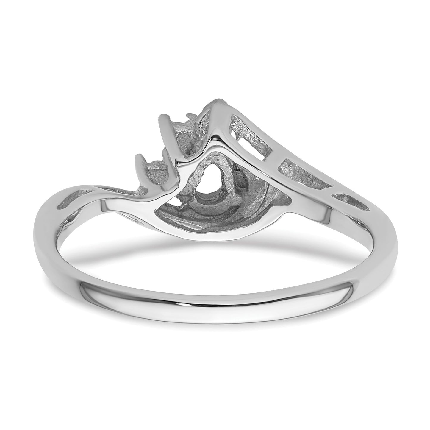 14k White Gold Holds 2-1.2mm Round Diamonds and 5x3mm Pear Gemstone Ring Mounting